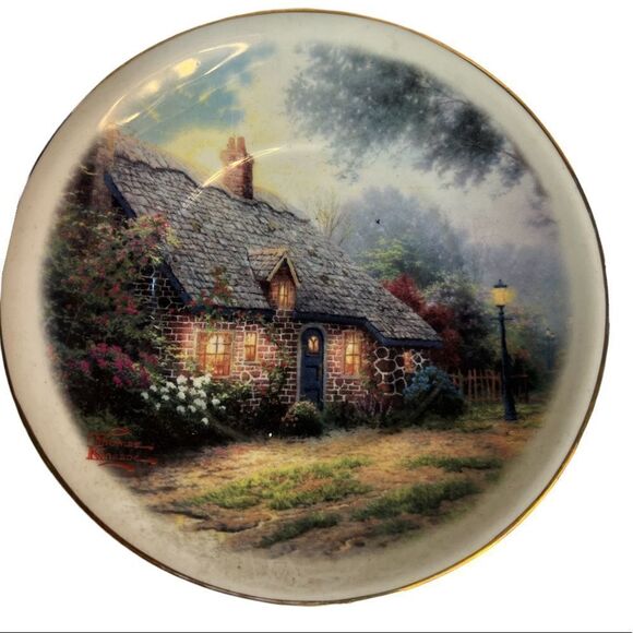 Thomas  Kinkade Plate Moonlight Cottage - Picture 1 of 5